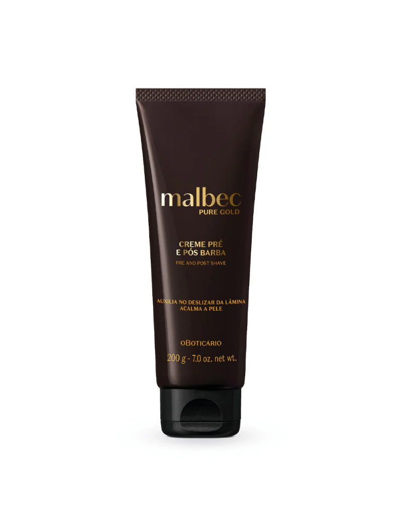 Creme pr&eacute; e p&oacute;s barba Malbec Pure Gold, 200g