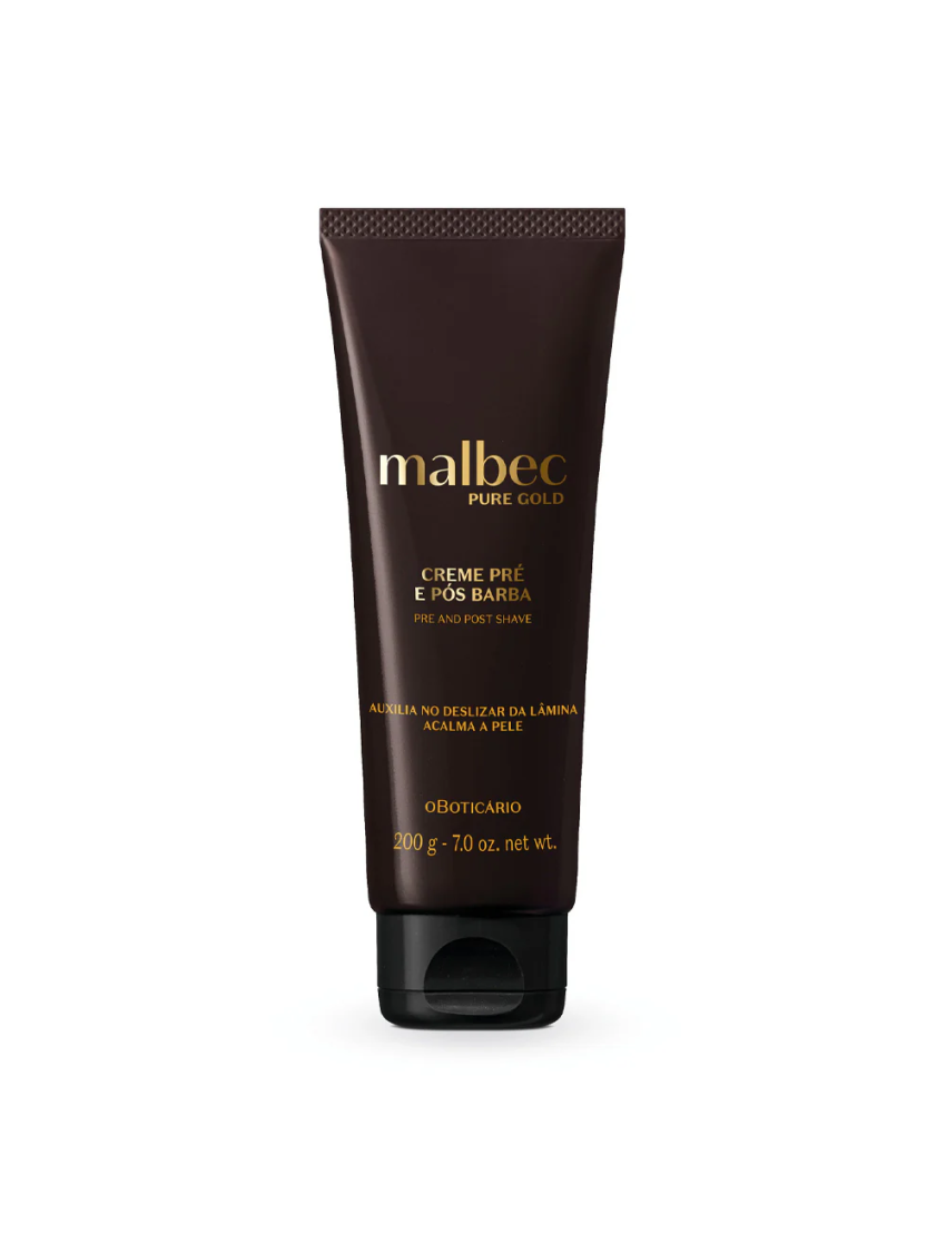 Creme pré e pós barba Malbec Pure Gold, 200g
