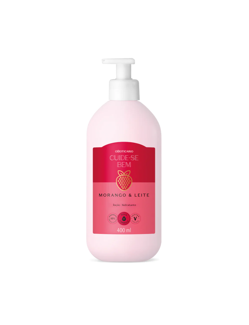 Loção Hidratante Corporal Cuide-se Bem Morango e Leite 400ml