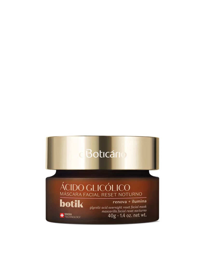 Máscara Facial Reset Noturno Ácido Glicólico Botik, 40g