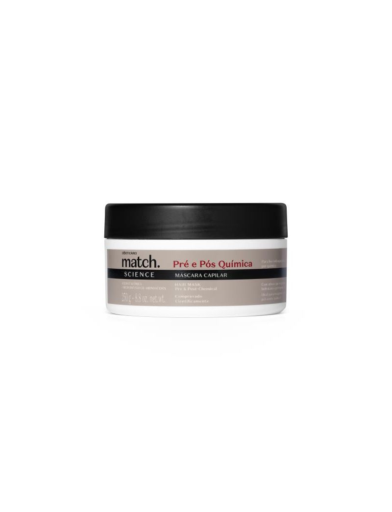 M&aacute;scara Capilar Match Science Pr&eacute; e P&oacute;s-Qu&iacute;mica, 250g