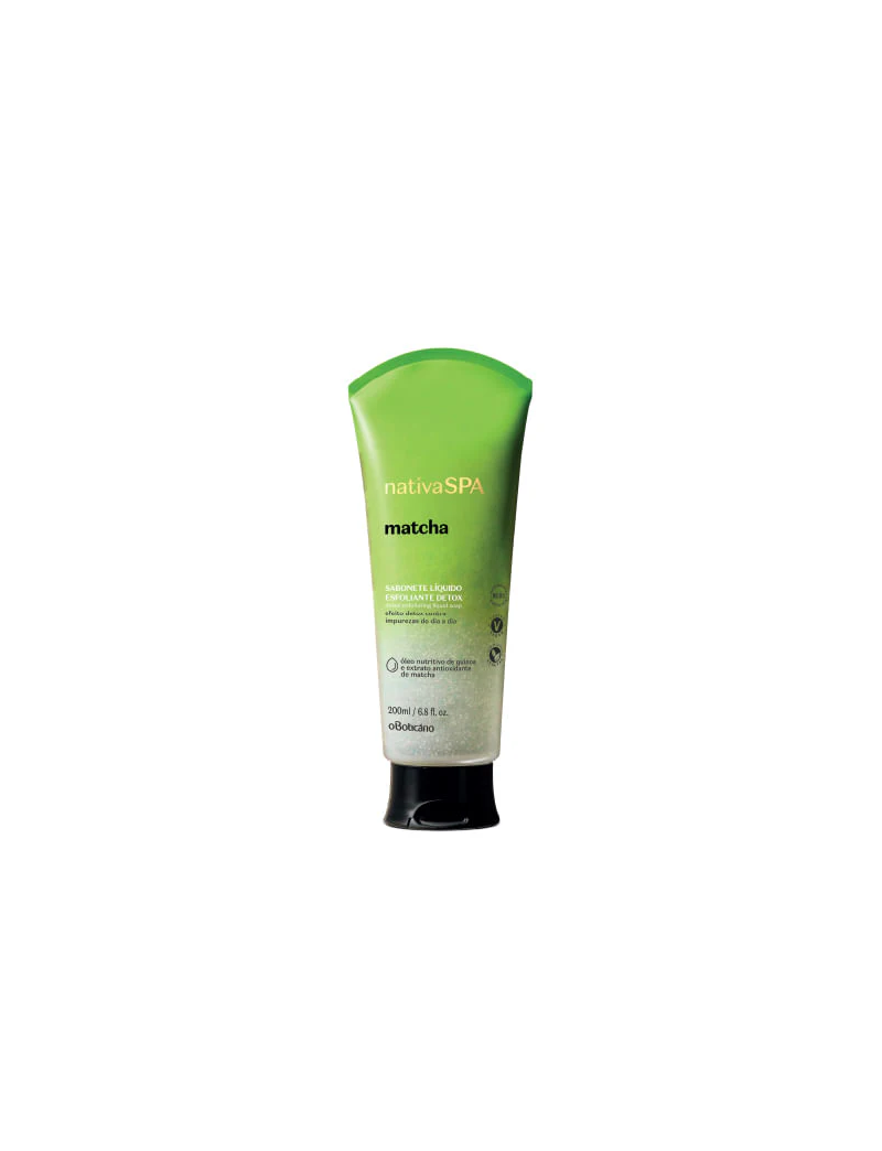 Sabonete L&iacute;quido Esfoliante Detox Nativa Spa Matcha, 200ml
